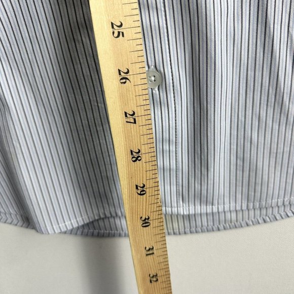 Mizzen + Main Shirt Men's Medium Trim Button Up Trim Fit Blue White Stripes LS - Picture 6 of 9